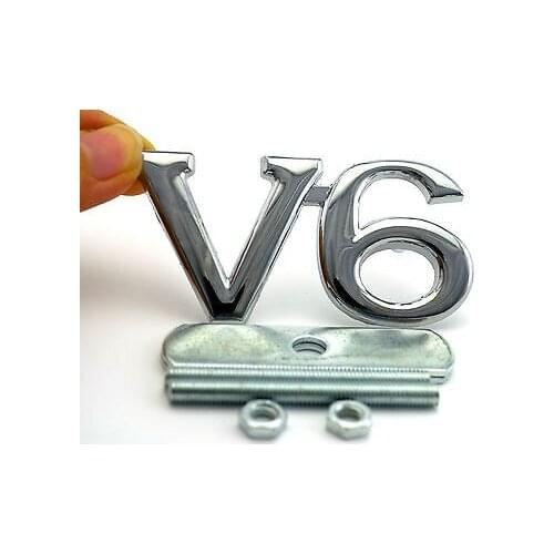 1 Pcs V6 Front Hood Bonnet Grill Badge Chrome Metal V6 Car Grille Emblem Car Styling