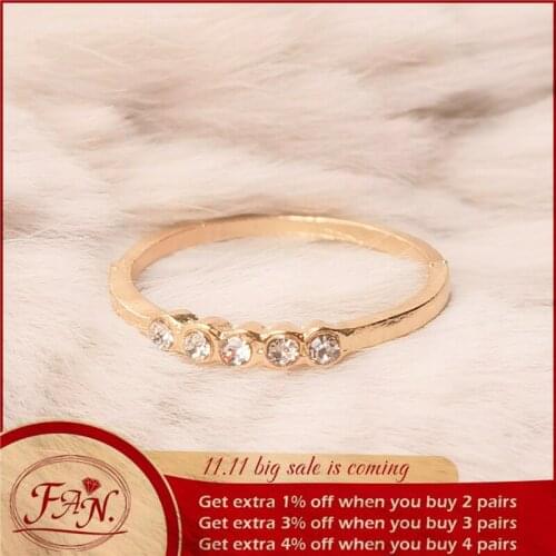 2021 Ins Trend Charm Girl Women Party Simple Nice Gift Golden Metal Color with Crystal Rhinestone 5 Wave Shap Knuckle Tail Rings