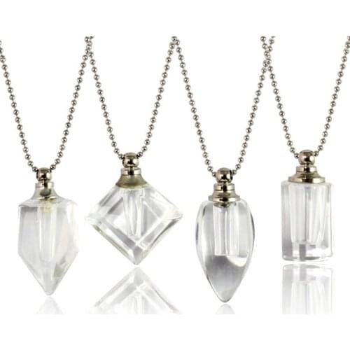 3PCS Clear Mini Bottle Pendant Necklace Perfume Essential oil Keep Openable Small Bottle Necklaces For Women