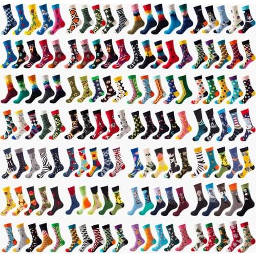 5 pairs of mens casual hip-hop creative cartoon stitching fruit soft novelty cotton autumn and winter couple basketball socks