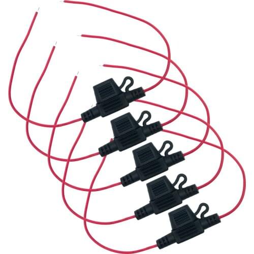 5pcs 3A Auto Car Blade Inline Type ATM Mini Fuse Waterproof Holder Case Motor Tap 12V 24V 20AWG Wire For 1-10A Current LED Light