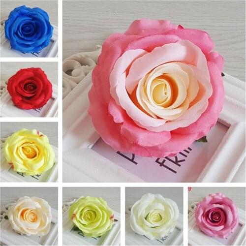 50PCS 9CM 12Colors Artificial Silk Rose Flower Heads DIY Flower Props Accessoires Wedding Wall Arch Decorative Festival Supplier