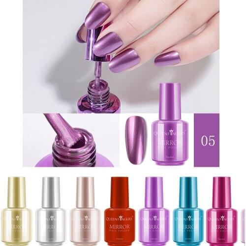 8ml Mirror Effect Metallic Nail Polish 12 colors Purple Rose Gold Silver Chrome Polish Varnish Exquisite For Nails Manicure