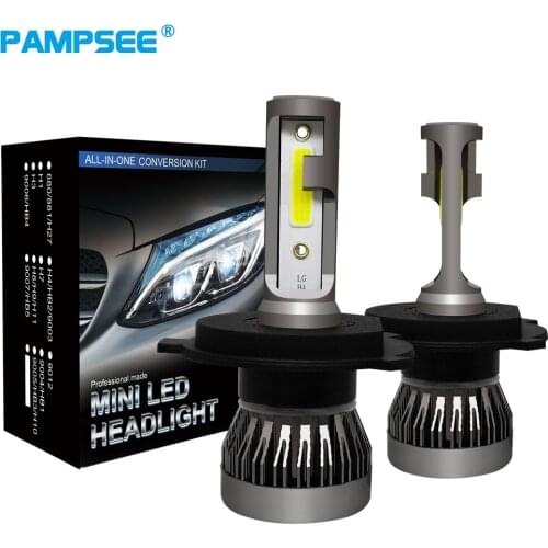 PAMPSEE Super Mini Size H4 LED 9005 HB3 9006 HB4 H7 H11 H1 Auto Lamp Car Headlight Bulb LED Lamps for Car 72W 8000LM 6000K 12V