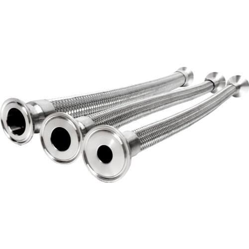 Free Shipping 1" (25mm) OD50.5 Tri Clamp Braided Flexible Hose Length 500mm Sanitary Hose Stainless Steel 304