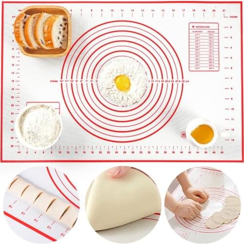 Large Kitchen Baking Mat With Scale Silicone Glass Fiber Dough Pad Non-Stick Flour Rolling Cookie Macaron Pizza Pastry Liner