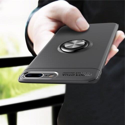 For iPhone 6 6s 7 8 Plus X Xs Max XR Case Colorful Metal Magnetic Ring Holder Soft Silicone TPU Luxury Cover for iPhone 5 5s SE