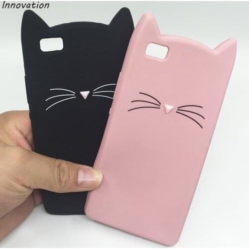 Phone Case For Huawei P8 Lite 2015 2016 3D Cute Cartoon Moustache Cat Back Cover For Huawei P8lite Soft Silicone Case 5.0 inch