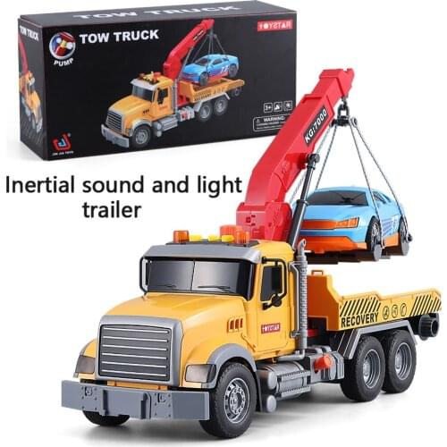 Toddlers Kids Boys and Girls Car Toy Set with Sound and Light Play Vehicles in Friction Powered Carrier Truck Small Dump Excavat