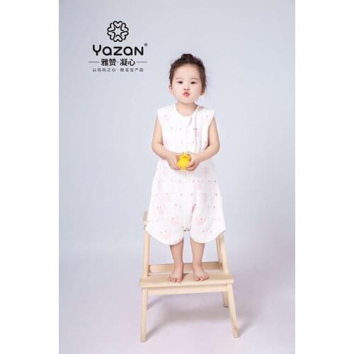 Baby Sleeping Bag pure cotton gauze Sleeveless Sleep Sack Soft Cute Cartoon Jumpsuit For Children Pajamas Newborn Sleepsacks