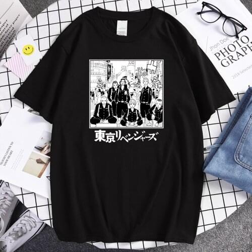 Black Tokyo Revengers Characters Printing Mens Tshirt Fashion Comfortable T-Shirt Large Size Clothes Round Neck T Shirts Mens