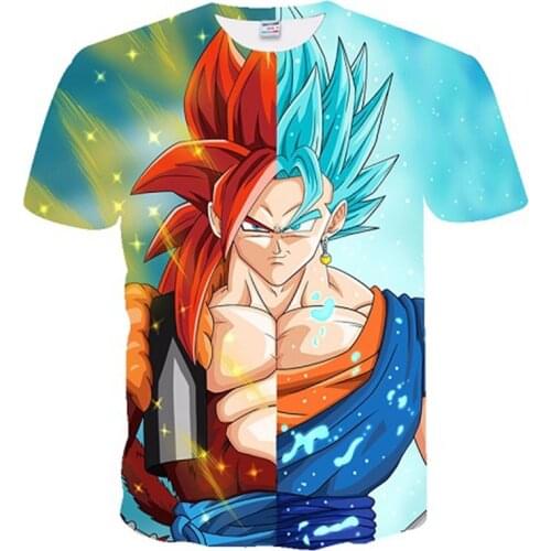 Anime goku print T shirts 3D printing cartoon T shirt Summer breathable t-shirt Loose and comfortable T-shirts Mens clothes tops