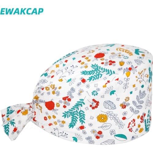 Surgicals Caps Scrub Cap Nursing Hat Dentist Dental Pediatrician Flowers Printed Working Hats