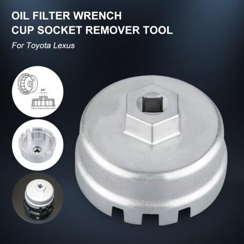 Oil Filter Cap Removal Tool Aluminum Filter Wrench 65 mm 14 Flutes Cartridge Style for Toyota Lexus Camry RAV4 Highlander