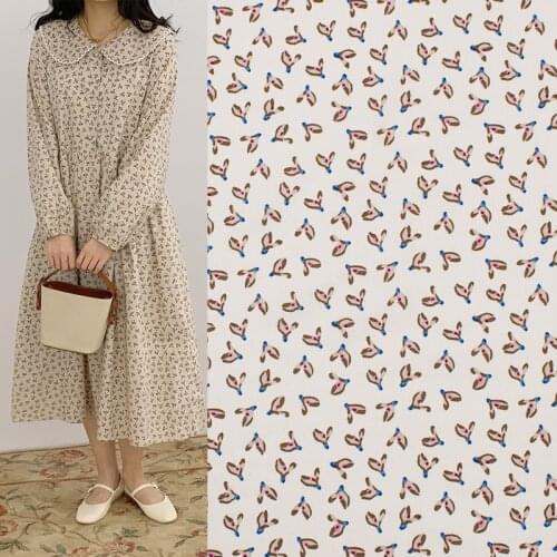 Coffee Color Florets Reactive Printing And Dyeing Pure Cotton Fabric For Dress Tissus Au MÈTre Telas Por Metro Tissu Vestidos