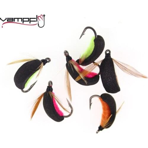 Vampfly 3pcs 10# Trout Fishing Fly Bait Beetle-Like Foam Boatman Dry Wet Fly Tying Hook Red Green Orange