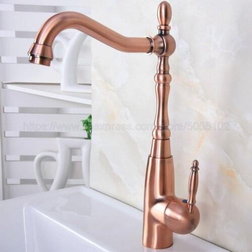 Single Handle Bathroom Hot/Cold Water Mixer Taps Basin Faucet Bathroom Kitchen Deck Mounted Antique Red Copper znf633