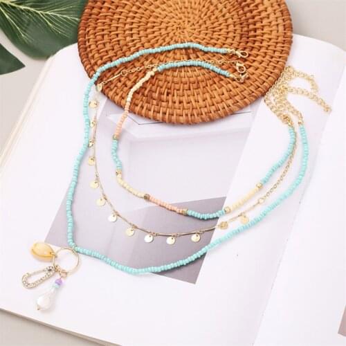 1Set Female Girls Resin Charm Beads Shell Necklace Summer Beach Accessory