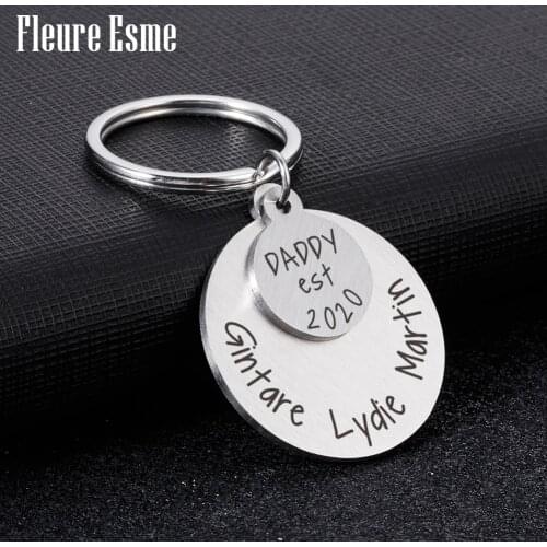 Personalized Name KeyChain Fathers Day Gift For Daddy Papa Stepdad Men Dad Stepfather Birthday Christmas Wedding Keying Jewelry