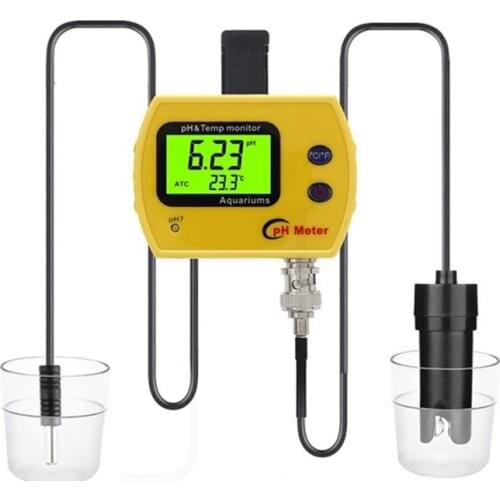 Online pH Meter for Aquarium Pool Acidimeter Water Quality Analyzer pH &TEMP Meter Hydroponics Spas Water Monitor Sensor Probes
