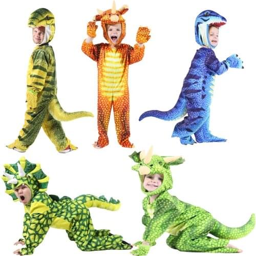 Plush Mascot Costume for Childrens Tyrannosaurus Dinosaur Halloween Cosplay Fursuit Printing Animal Dress Up Clothes