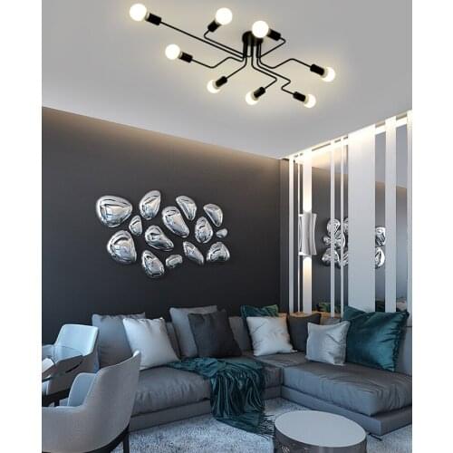 Black Ceiling Chandelier 4/6/8 Head Light Remote Control Dimmable Lamp for Living room Bedrom Hotel Chandelier Kitchen