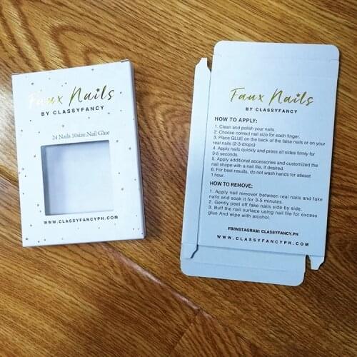 Custom design printing die cut clear pvc window display card box nail packaging box essential oil lotion paper boxes