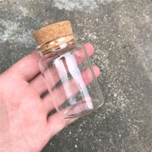 25 pcs 47x70x33 mm 80ml Empty Wide Mouth Glass Bottles With Cork DIY Decorative Vials Gifts Wishing Star Bottles
