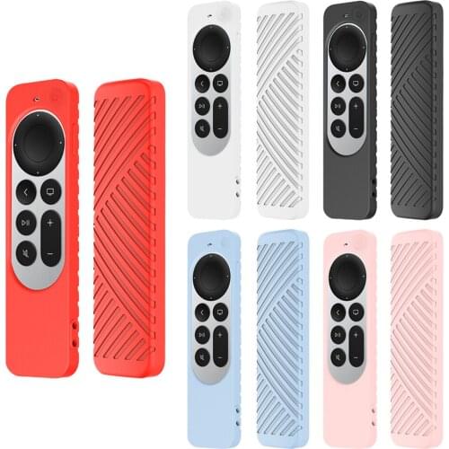 Remote Case For Apple TV 4K 2021 Stripe Texture Non Slip Shockproof Silicone Protective Cover Skin