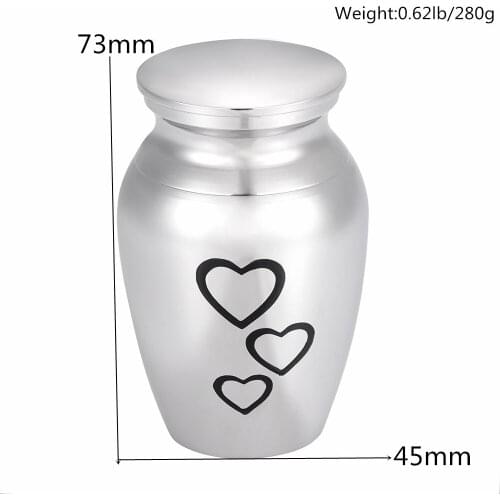 Different Heart Engraved Cremation Urns/Jars 73mm*45mm Shiny Human/Pet Memorial Ashes Holder Locket Urns+Free Display Box