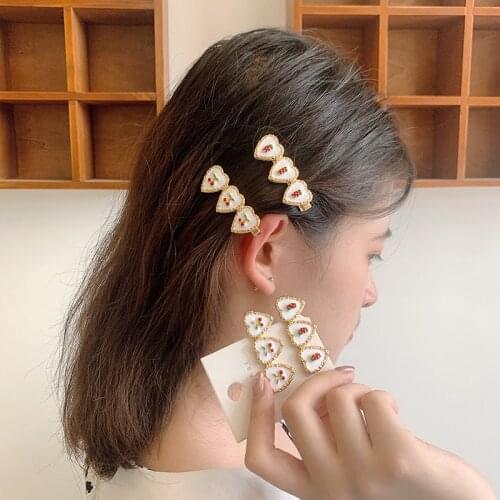 2pc metal heart cherry Hair Claw Clips for Women girls Hairpin Crab Headband for Hair washface Accessories Headwear Ornament