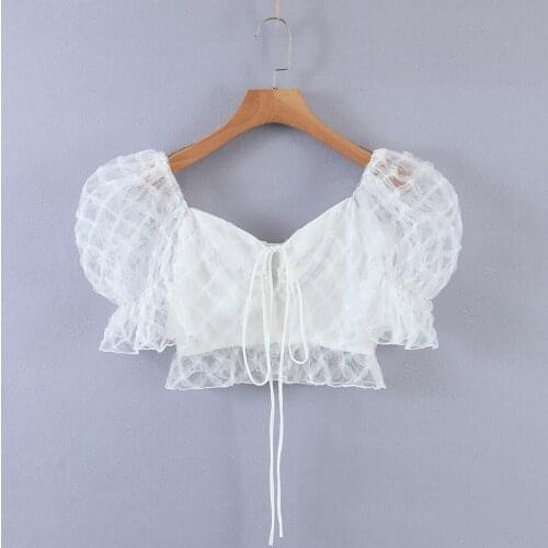 Women Summer Za Fashion Dress Fashion Streetwear Lantern Sleeve Vintage Sexy Lace Blouse Mujer Outwear Spring Female Tops