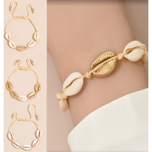 Sea Shell Charm Bracelets for Women Bohemian Adjustable String Rope Chains 2021 Fashion Boho Jewelry Summer Accessory AM3224