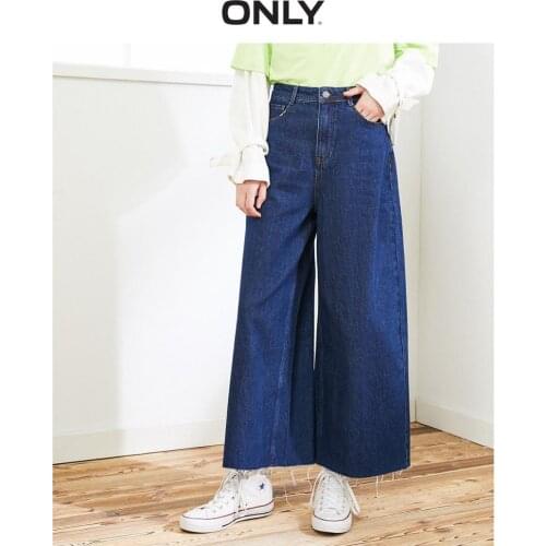 ONLY Womens 100% Cotton Loose Straight Fit Wide-leg Crop Jeans | 119449554