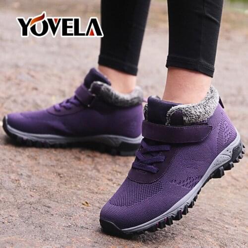 Winter Women Snow Boots Women Warm Push Ankle Boots Female Waterproof Boots Rubber Hiking Boots Fashion Winter Platform Shoes