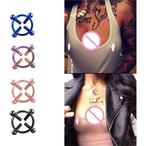 1 Pair 2 Pcs Stainless Steel Round Non Piercing Nipple Ring Shield Body Piercing Jewelry Nipple Clamps Adult Game for Women