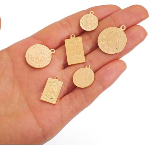 1pcs Coppery Earrings Findings Round /Tetragonum Coins Fit Jewelry Making Retro Zinc Alloy Small Double Side Coin Pendants