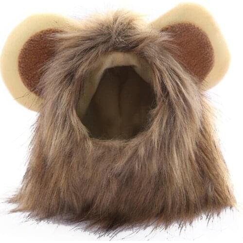 1PC Funny Comfortable Lovely Adorable Creative Samll Pet Cat Dog Lion Wig Head Cap Hat Muffler Scarf Pet Dress Up Costume