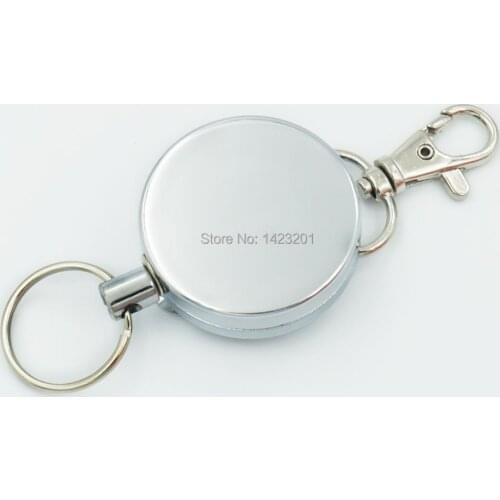 2 Pcs / Lot 40mm Reel Retractable Keyring Chain Pull Key ID Badge + Swivel Clips style A for Metal Rope lanyard Carabiner Clip