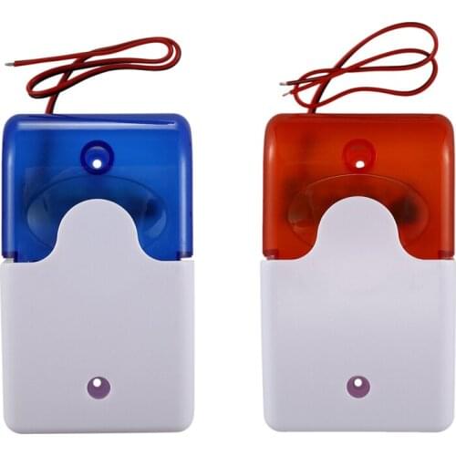 2x Mini Wired Strobe Warning Siren Durable Dc 12V Sound Alarm Flashing Light Sound Siren Horn Home Security Alarm System 115Db B