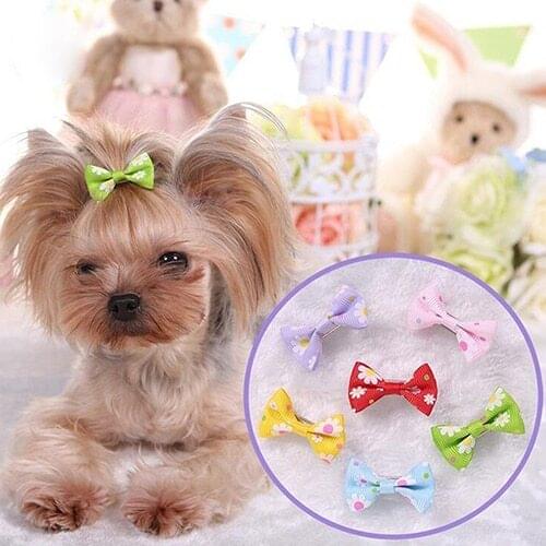 6 Pcs Dog Cat Puppy Hair Clips Hair Bow Tie Flower Bowknot Hairpin Pet Grooming