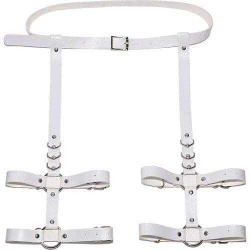 BDSM White Erotic Accessories Sexy Leather Leg Harness Sexy Toy Women High Waist to Leg Belts Erotic Adult Bondage Strap Suspend