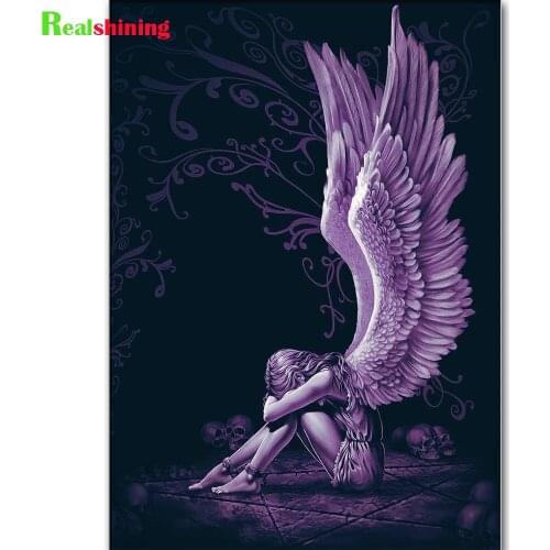 Black and White Devil and Angel Wings Diamond painting Full Square,Diamond Mosaic Embroidery 5d Picture Room home Decor,N2026