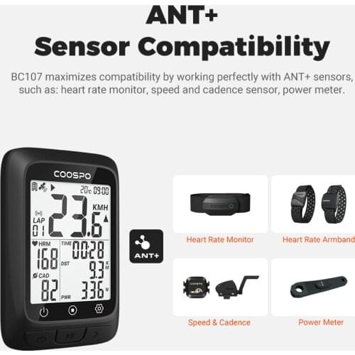 CooSpo GPS Bike Computer BC107 Sync To Strava Ant+ Sensors Wireless Bluetooth Light Bicycle MTB Speedometer For Cycling Sports