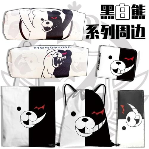 Anime Danganronpa Another Episode Monokuma Cosplay Prop Bag Short Purse Long Wallet Pencil-case Package Packbag Halloween