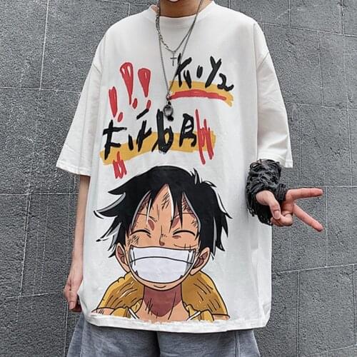 COSTAR One-Piece T-shirt Streetwear Casual Loose Luffy Roronoa Zoro Funny High Street Top Tees Hip Hop Nami Chopper T-shirt
