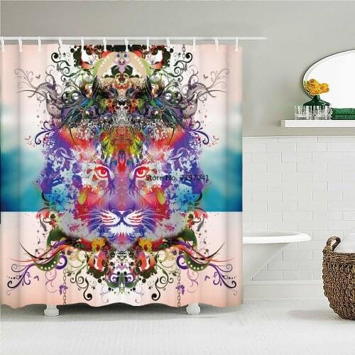 Personality Art Tiger Shower Curtain Bathroom Waterproof Polyester 3D Printing Curtains for Bathroom Shower Large size 300X180