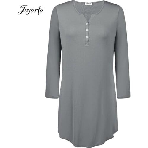 Joyaria Nightgowns Sleepshirts Long Sleeve Dress Women Bamboo Sleep Shirt Soft Sleep Tops Comfy Top