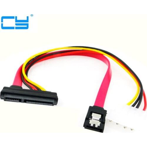 Cable SATA 22pin 7+15pin Female to SATA Female Cable with Molex IDE 4Pin Power 50cm 0.5m