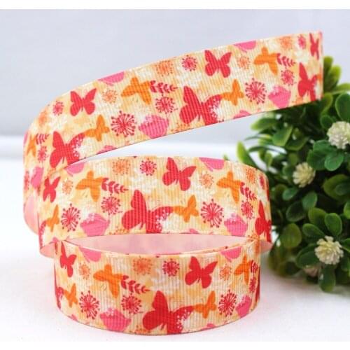 16813M8 , 22MM flowers butterfly Series Printed grosgrain ribbon, DIY handmadeHair accessories Material wedding gift wrap
